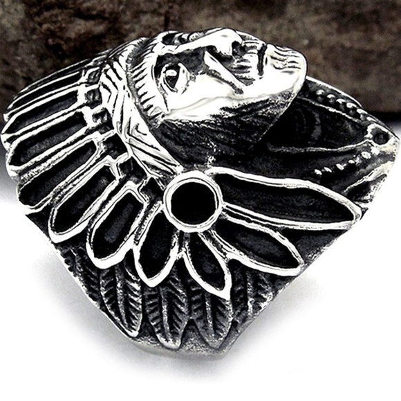 COPY - Stainless steel Native American Chief Ring Size 7 - 15 available - Picture 4 of 8